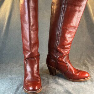 Vintage 70s Dexter Oxblood campus stacked heel boots womens size 7 USA